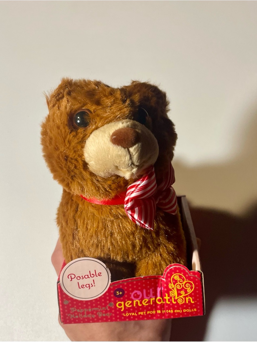 NWT Our Generation Peppermint Holiday Bear 6" Posable Plush Doll Toy Cute Soft